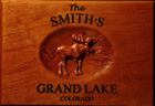 Address Plaque - Standard, this one is a moose in the mountains carved into cherry